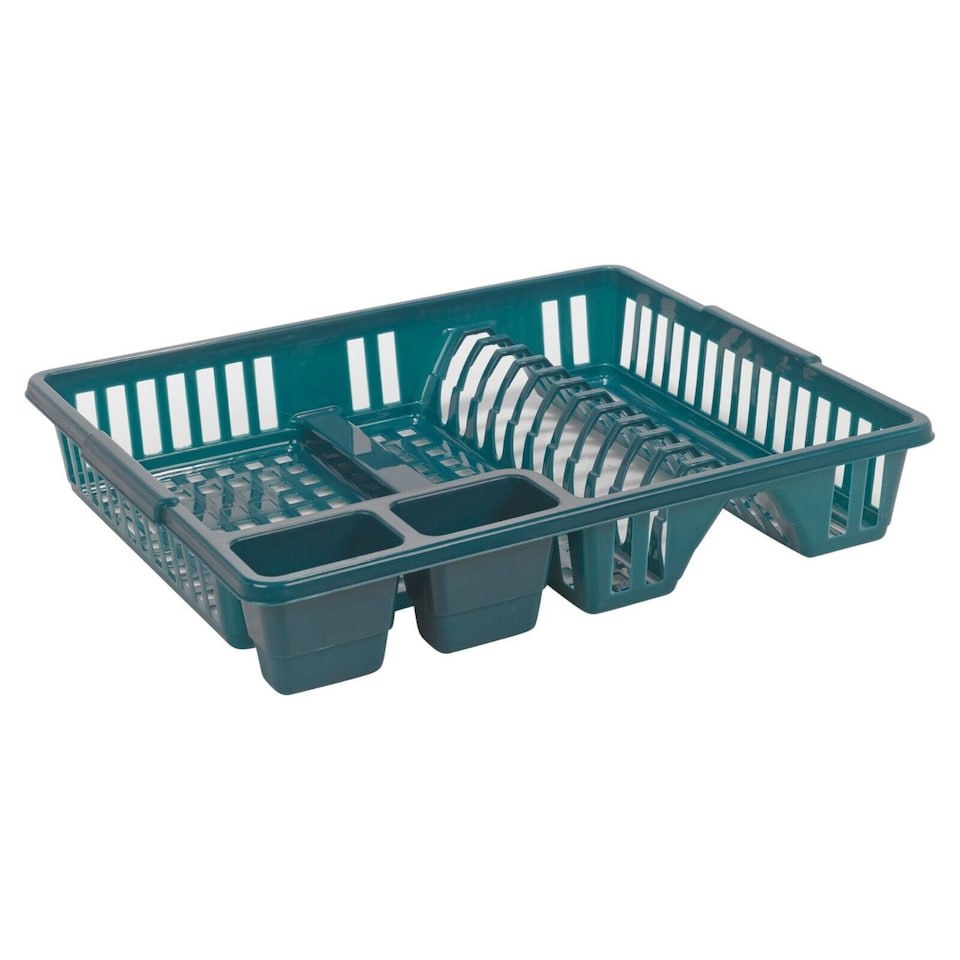 image 1 of Large Plastic Dish Drainer with Cutlery Rack Kitchen | Blue | 1