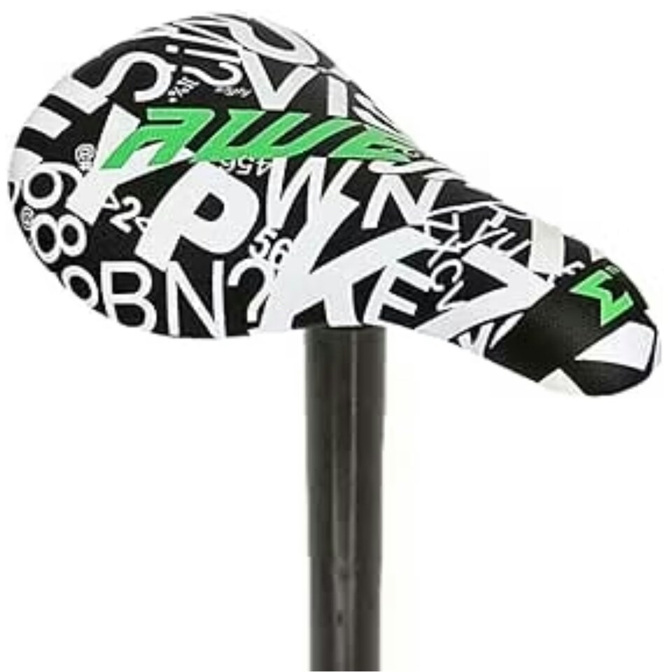 image 1 of AWE BMX/Freestyle Bike Saddle Black/White/Green with FREE SEAT POST