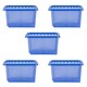 image 1 of Wham Crystal 5 x 28L Stackable Plastic Storage Boxes with Lids Blue