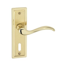 Urfic Porto Metal Lever Latch Door Handles Set Round Rose Internal & External | Silver | Polished Brass Keyhole