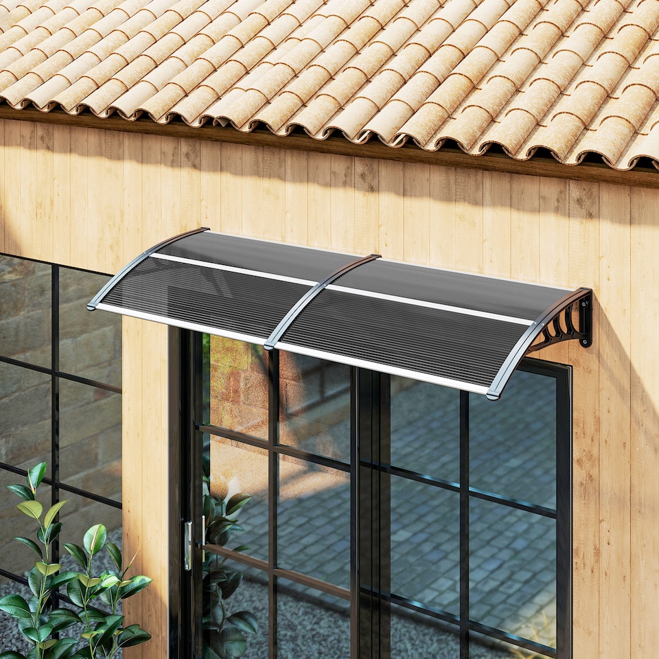 image 1 of Outsunny Door Canopy Awning Outdoor Window Rain Shelter for Door 196 x 75cm | Black | Black | 1
