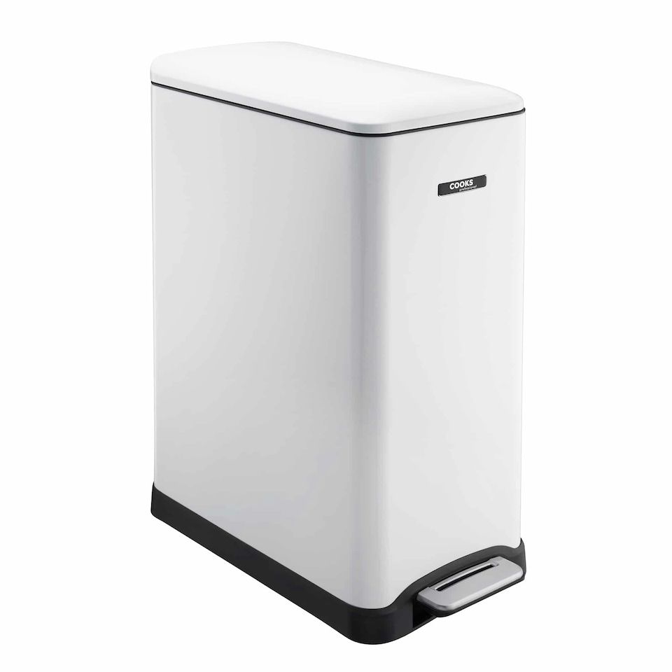image 1 of Cooks Professional Dual Recycle Slimline Pedal Bin 50L | 20L & 30L Removable Compartments | White