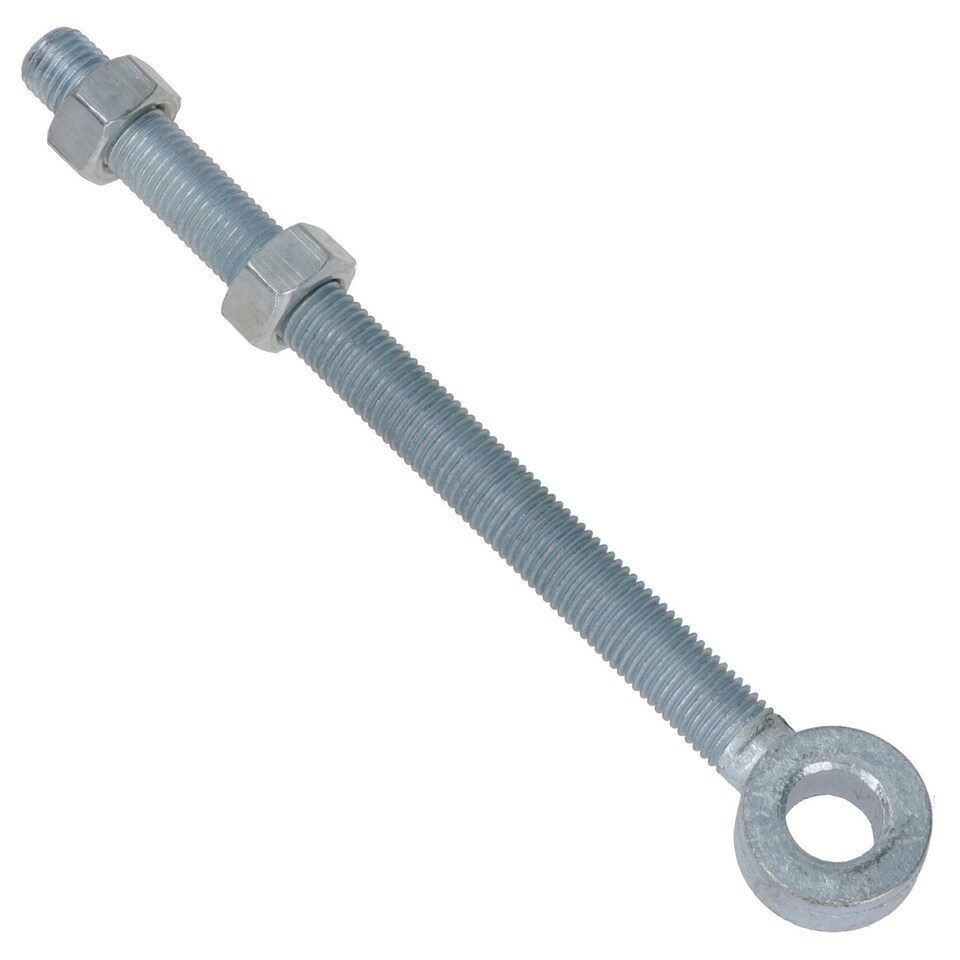 image 1 of Swing Gate Long Eye Bolts Hinge + Nuts Adjustable Zinc Plated 16 x 150mm 4pc Silver