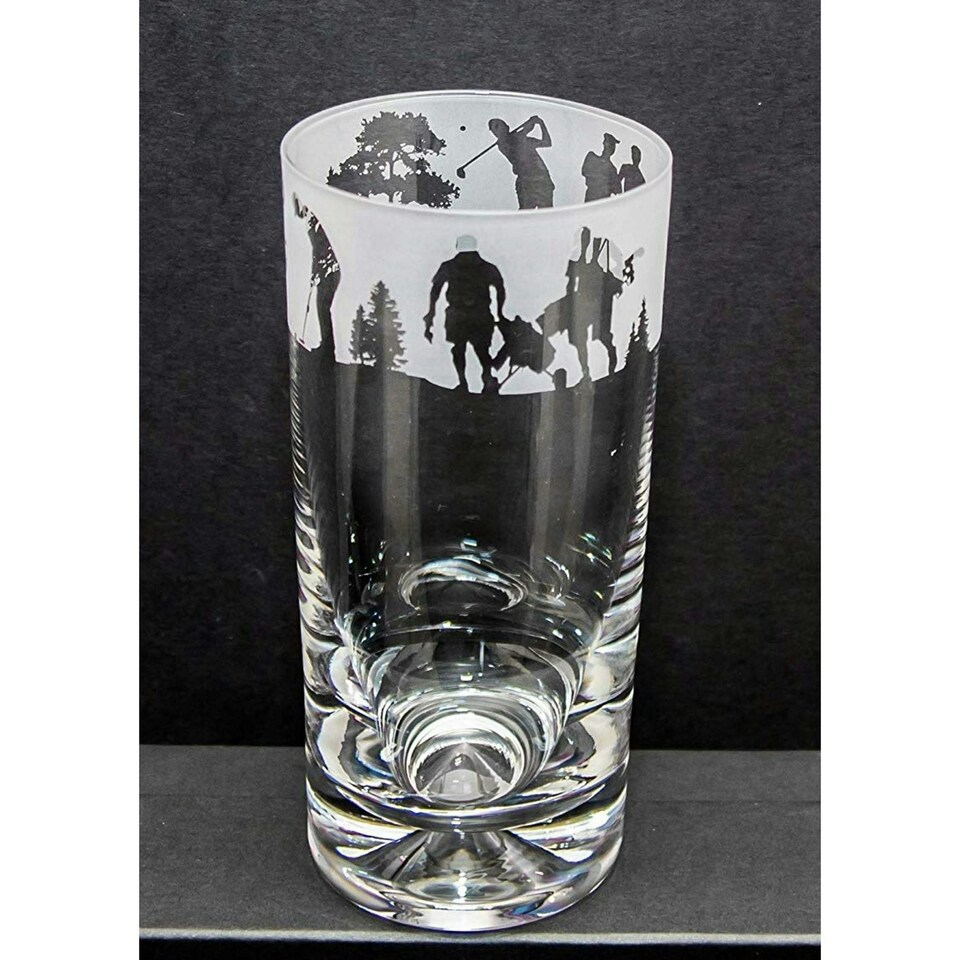 Animo Glass Highball Glass Etched Tumbler Golf