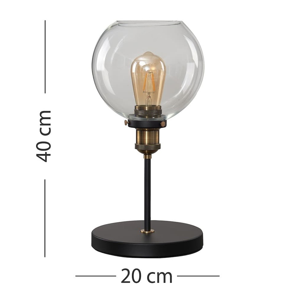 image 1 of ValueLights Sheridan Steampunk Table Lamp Glass Shade & Bulb | Black