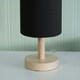 image 2 of ValueLights Nelly Pair of Black Shade with Wooden Base Bedside Table Lamps with LED Bulbs Black
