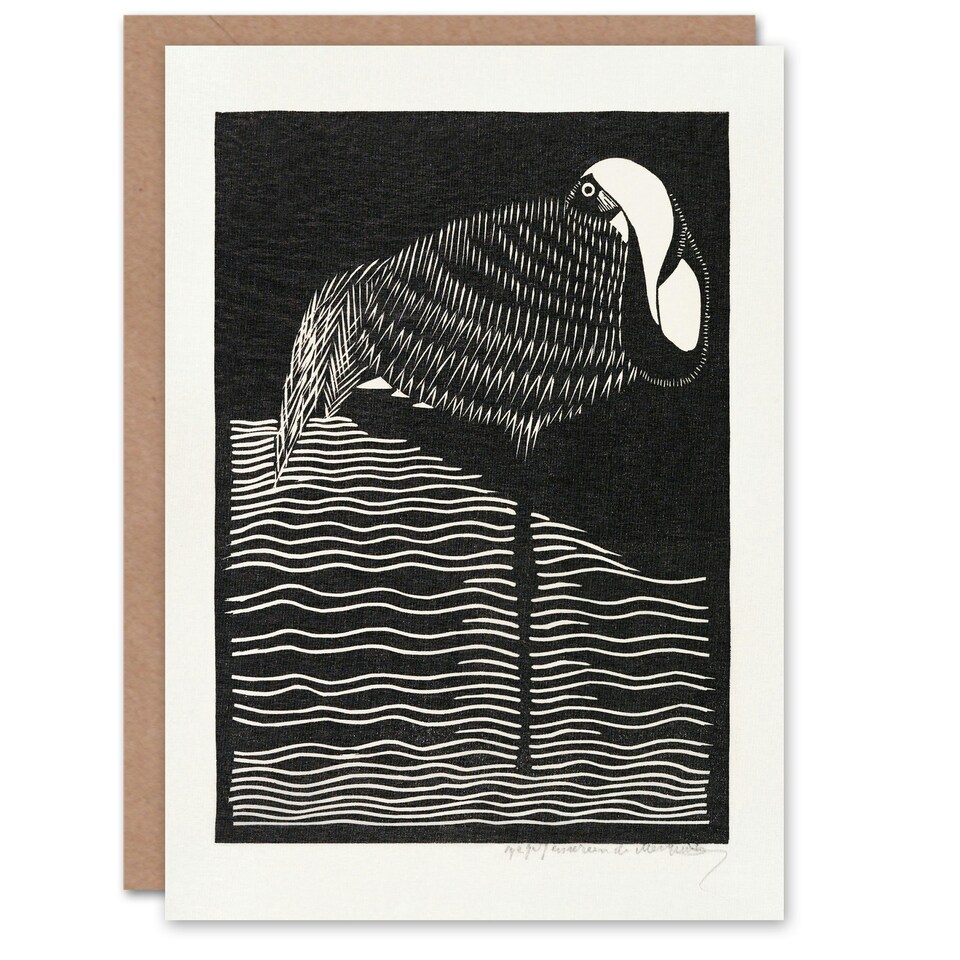 image 1 of Samuel J De Mesquita Art Card Stylised White Necked Crane
