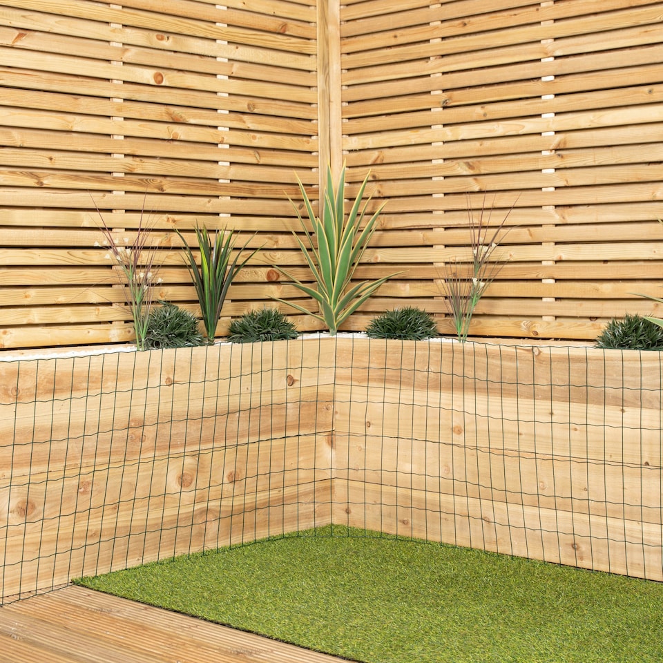 image 1 of 10m x 60cm of Green PVC Plastic Coated Metal Garden Border / Fence Green