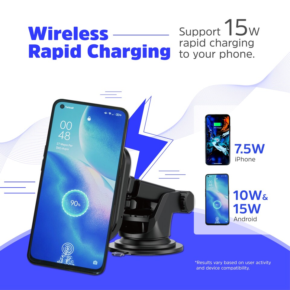 image 1 of Energizer In-Car Magnetic QI Wireless charger Black