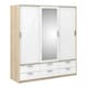 image 1 of Line Wardrobe 3 Doors 6 Drawers in Oak with White High Gloss