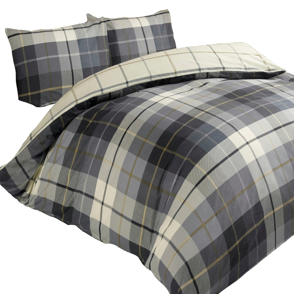 image 1 of Lomond Brushed Cotton Check Luxury Flannelette Complete Sheet Set Blue | Single