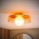 image 3 of ValueLights Newbury Amber Glass IP44 Flush Ceiling Light | Yellow