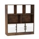 image 1 of Asymmetrical 8 Cube Rustic Brown Freestanding Bookcase Storage Unit with 3 Doors | White | Metal Doors - White | 1