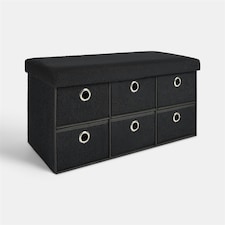 OHS 6 Drawer Soft Boucle Home Hallway Bedroom Shoe Storage Cube Organiser Ottoman Chest Unit | Black