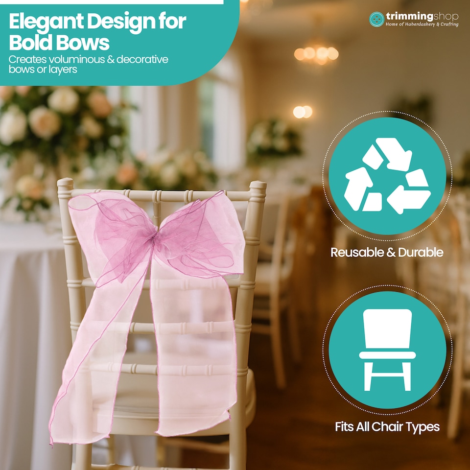 image 1 of 17 x 280cm Organza Chair Sashes, Sheer Sash Ties - 1pc