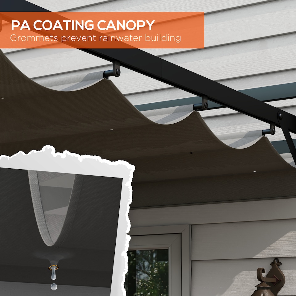 image 1 of Outsunny 3 x 4m Pergola with Retractable Roof Canopy, Aluminium Frame Garden Gazebo Outdoor Sun Shade Shelter for Grill, Patio, Deck, Dark Grey