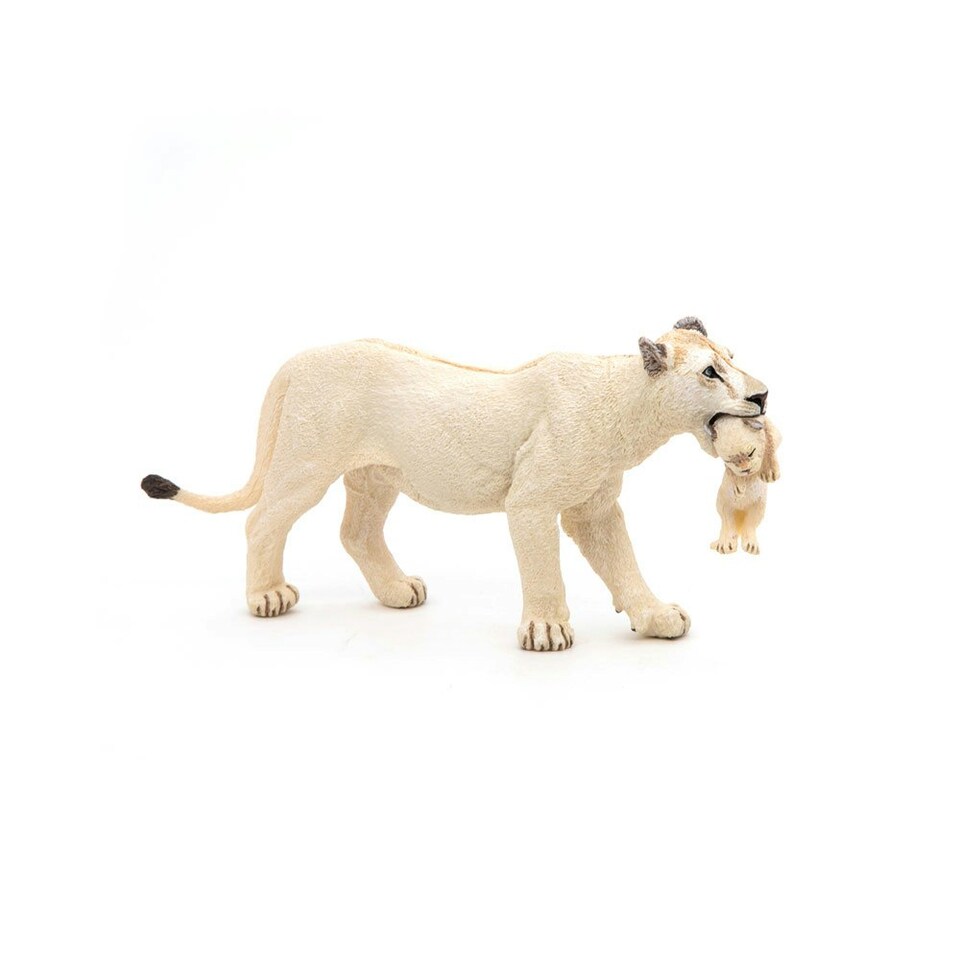 image 1 of PAPO Wild Animal Kingdom White Lioness with Cub Toy Figure