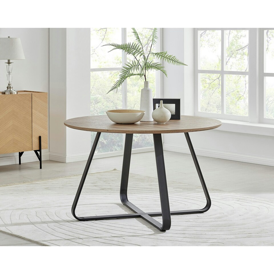 image 1 of Furniturebox Santorini Brown Wood Contemporary Round Dining Table