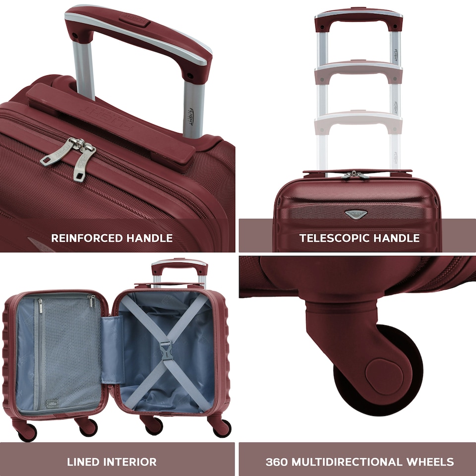 image 1 of 40x30x20cm Wizz Air & Vueling Maximum Size Free Cabin Carry On Lightweight 4 Wheel ABS Hard Case Suitcases Cabin Carry On Hand Luggage Red | Burgundy | Cabin Bag
