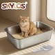 image 9 of Skylos Cat Litter Box Stainless Steel Toilet Tray for Kittens Cats Large