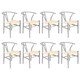 image 1 of Nicholas Winter Beech Wooden Scandi Danish Style Dining Chairs - Grey - Set of 8 - Solid Wood Chair Armchair Dining Chair Club Chair Side Chair Grey
