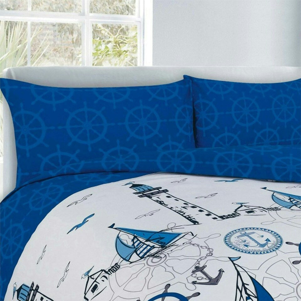 image 1 of Sailboats Nautical Duvet Cover Set - King - Blue