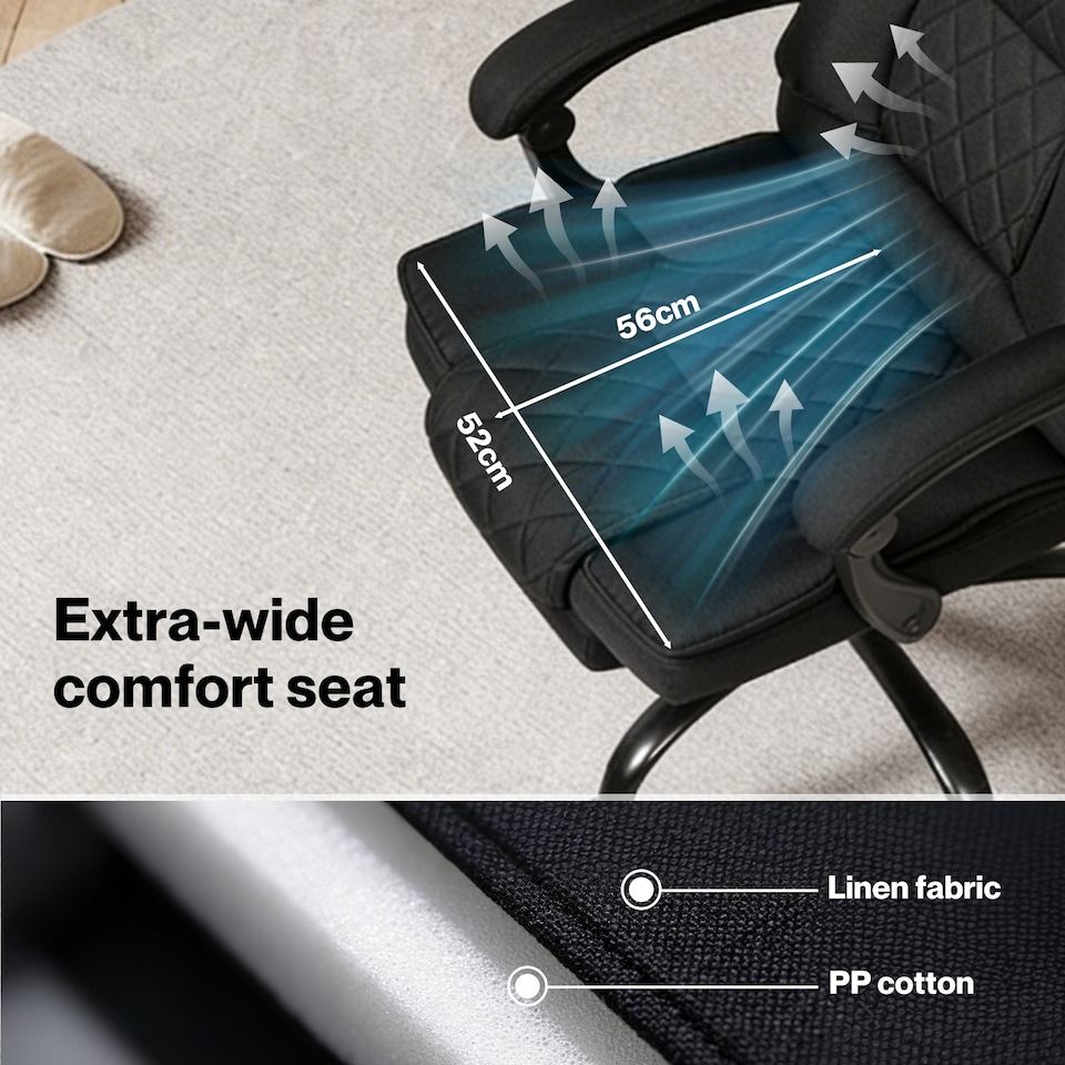 image 1 of Levede Office Chair with Footrest Linen Fabric High Back Swivel Reclining