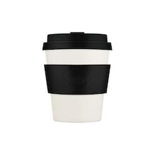 Ecoffee Cup 8oz 240ml Reusable Eco-Friendly 100% Plant Based Coffee Cup with Silicone Lid & Sleeve - Melamine Free Travel Mug N/A | Black Nature