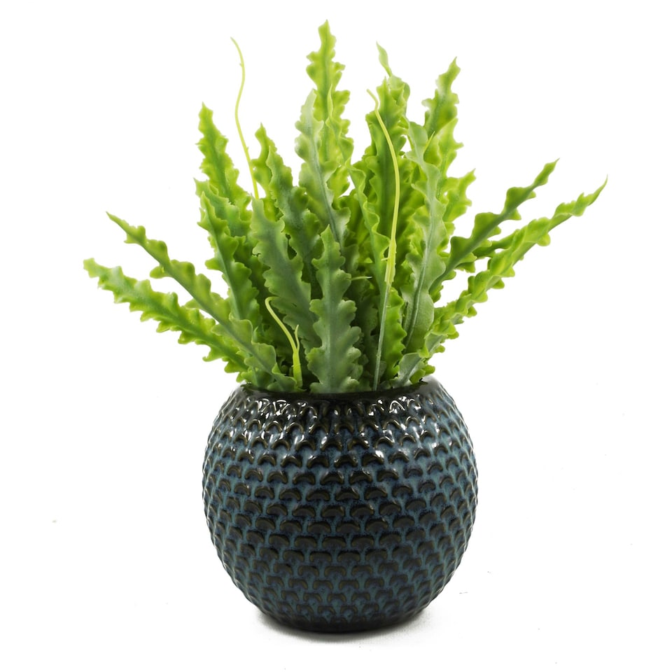 image 1 of Blue Ceramic Plant Pot 15 x 15 x 12.5cm