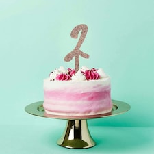 Rose Gold Number '2' Glitter Acrylic Cake Topper