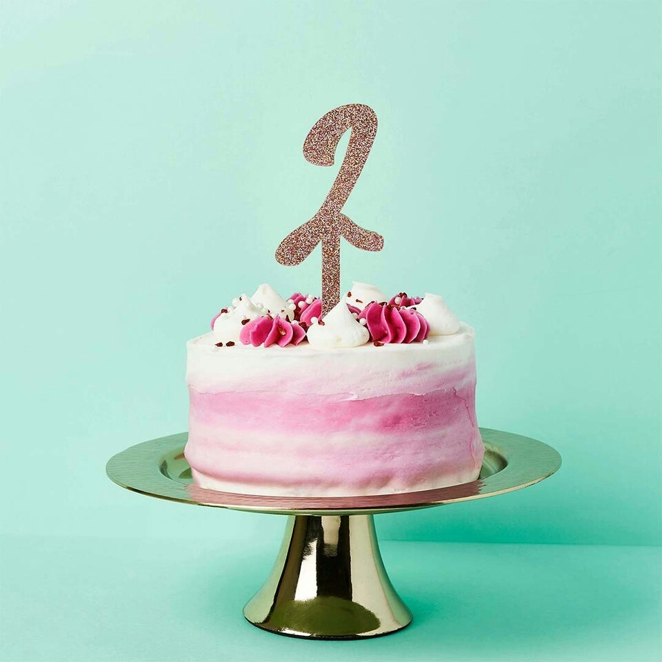 Rose Gold Number '2' Glitter Acrylic Cake Topper