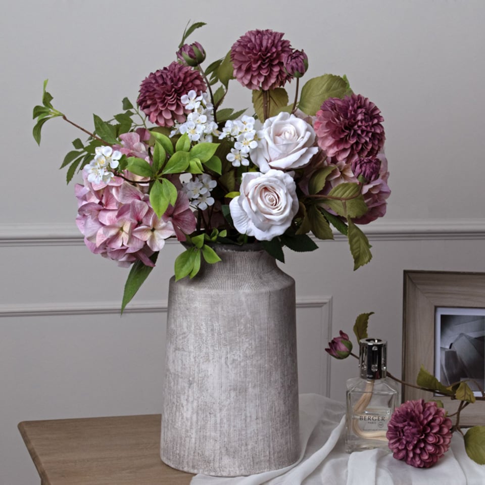 image 1 of Shabby Single Hydrangea Artificial Flower - Plastic - L30 x W30 x H50 cm - Pink