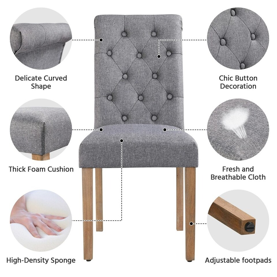 image 1 of Yaheetech Set of 2 Classic PU Leather Dining Chairs Grey | Dark Grey