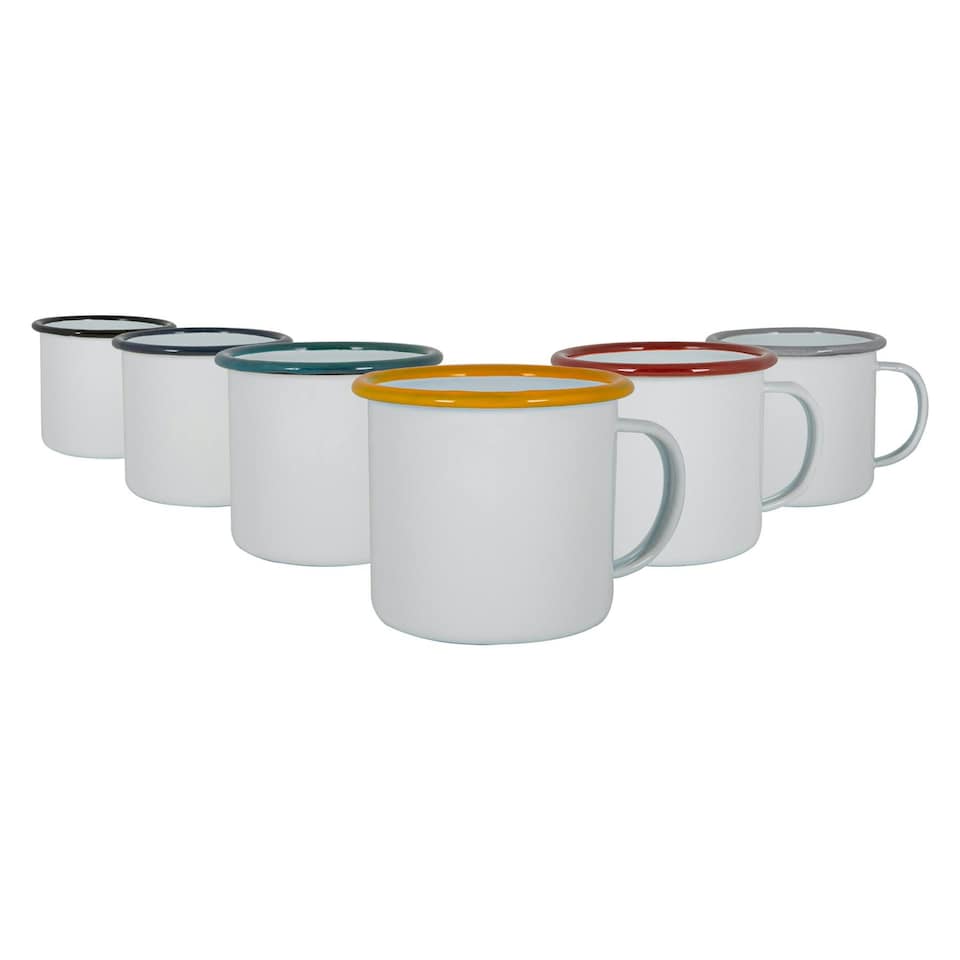image 1 of Argon Tableware White Enamel Mugs - 375ml - 6 Colours Multi
