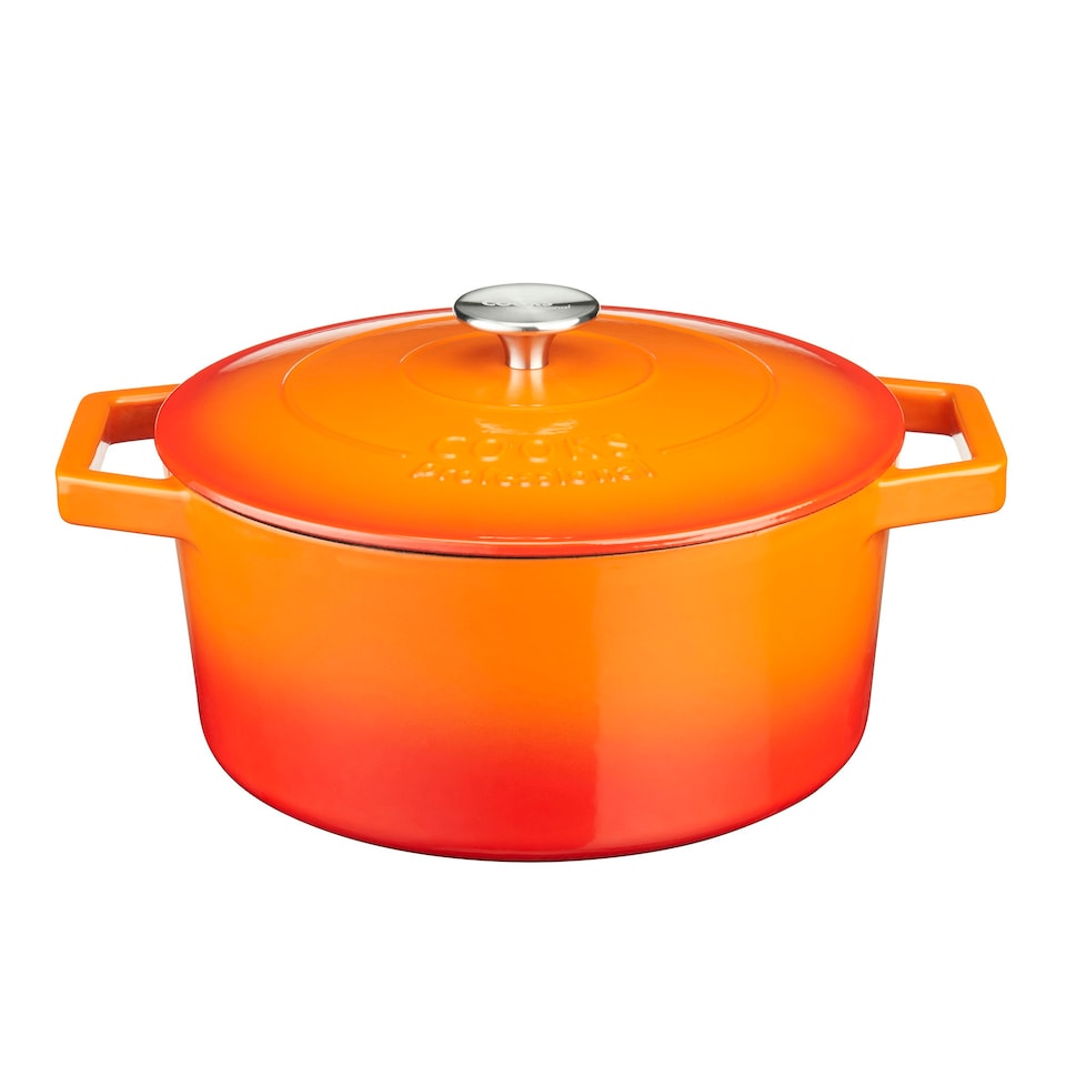 image 1 of Cooks Professional Cast Iron Casserole 26cm | 5.8L Capacity | Enamelled Inside & Out | Graduated Orange