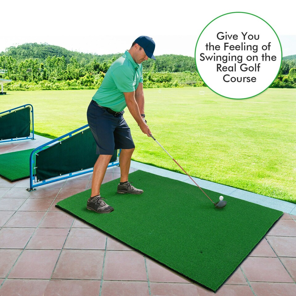 image 1 of COSTWAY Golf Hitting Mat Standard Real Feel Golf Practice Mat