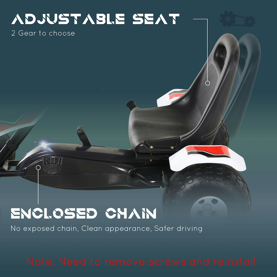 image 1 of HOMCOM Child's Racing-Style Pedal Go Kart w/ Brake Gears Steering Wheel Seat
