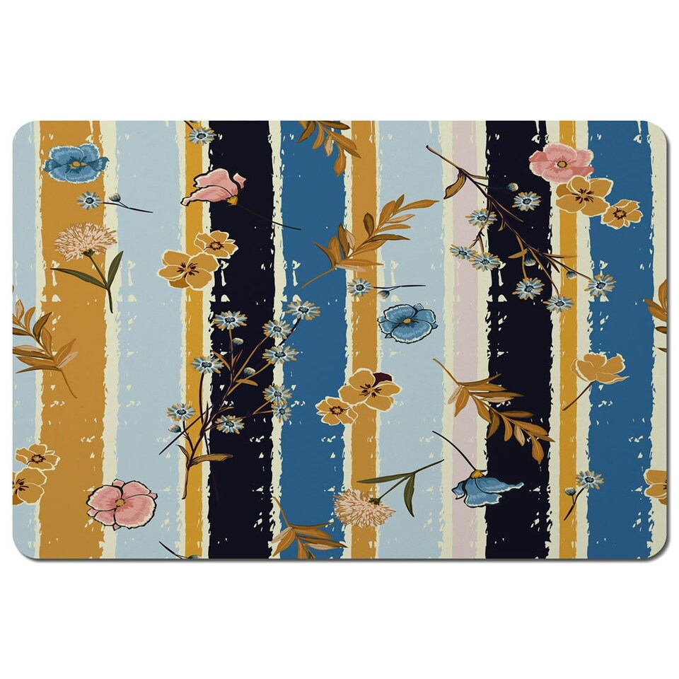 image 1 of Beautiful meadow flowers on candy colorful brush stripe (Placemat)