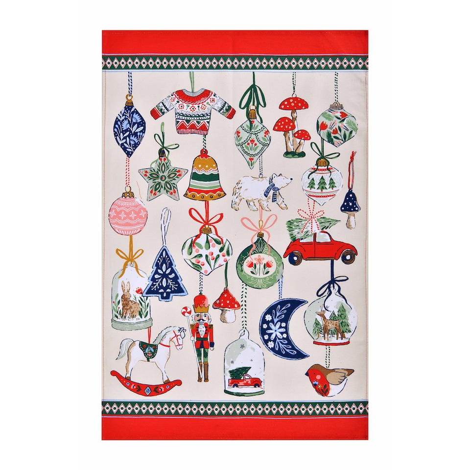 image 1 of Ulster Weavers Christmas Ornaments Tea Towel - Cotton Multi