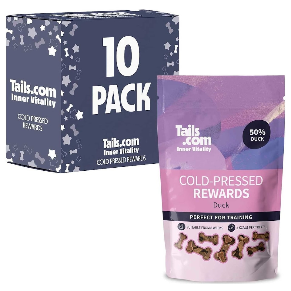 image 1 of 10 x 70g Tails.com Inner Vitality Duck Cold Pressed Rewards Dog Treats Pouches