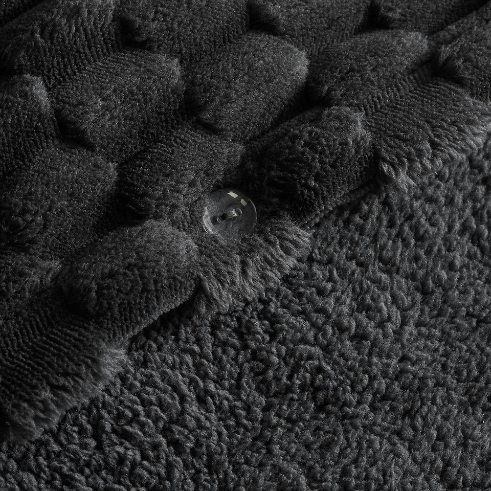 image 1 of OHS Luxury Waffle Textured Fleece Duvet Cover and Pillowcase Bedding Set Grey | Charcoal | Super King