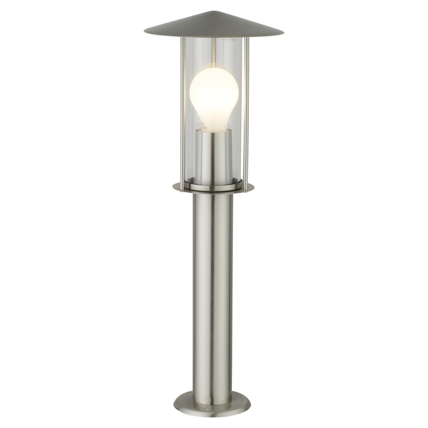First Choice Lighting Treviso - Brushed Stainless Steel Outdoor Post Light in Silver