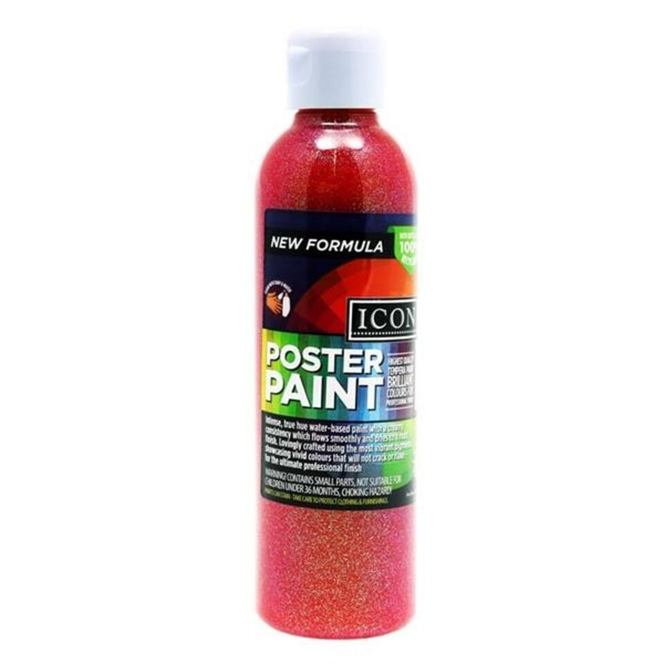 image 1 of 300ml Red Glitter Poster Paint by Icon Art