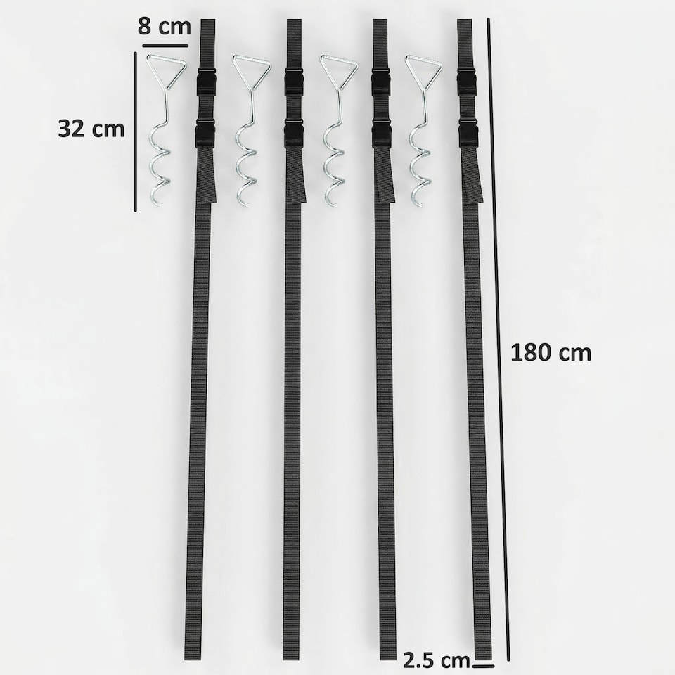 image 1 of SPORTNOW 4Pcs Trampoline Anchor Kit, 32 cm Galvanised Trampoline Stakes | Silver | Silver | 32L x 8W cm