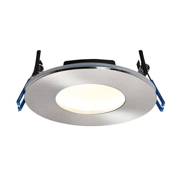 Netlighting Orbitalplus Fire Rated Integrated LED 1 Light Bathroom Recessed Light Satin Nickel Plate IP65 in Grey