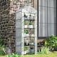 image 2 of Outsunny 5 Tier Mini Greenhouse Grow House w Roll Up Door, WhiteGreen