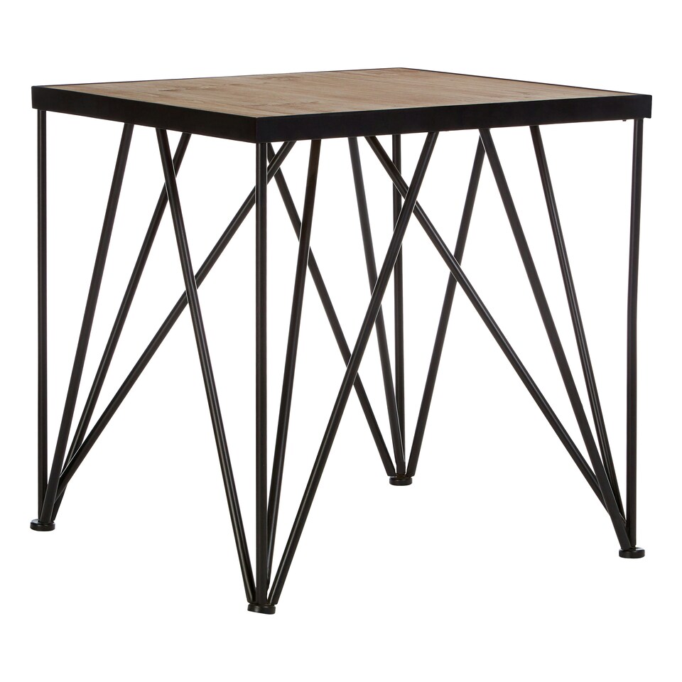 image 1 of Interiors by Premier Square Side Table, Wood Metal Side Table, Industrial Side Table, Wood Top Side Table, Black Iron Side Table