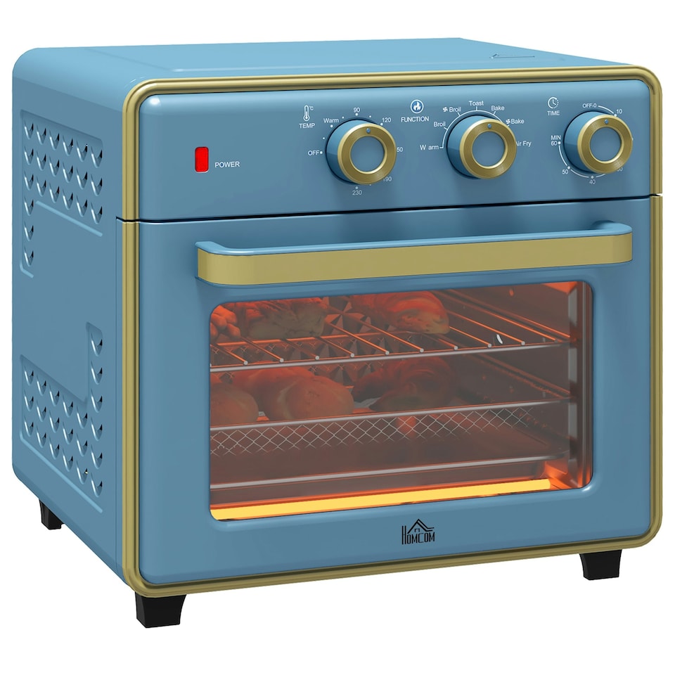 image 1 of HOMCOM 20L Mini Oven with Adjustable Temperature, 60 Min Time 1400W, Blue