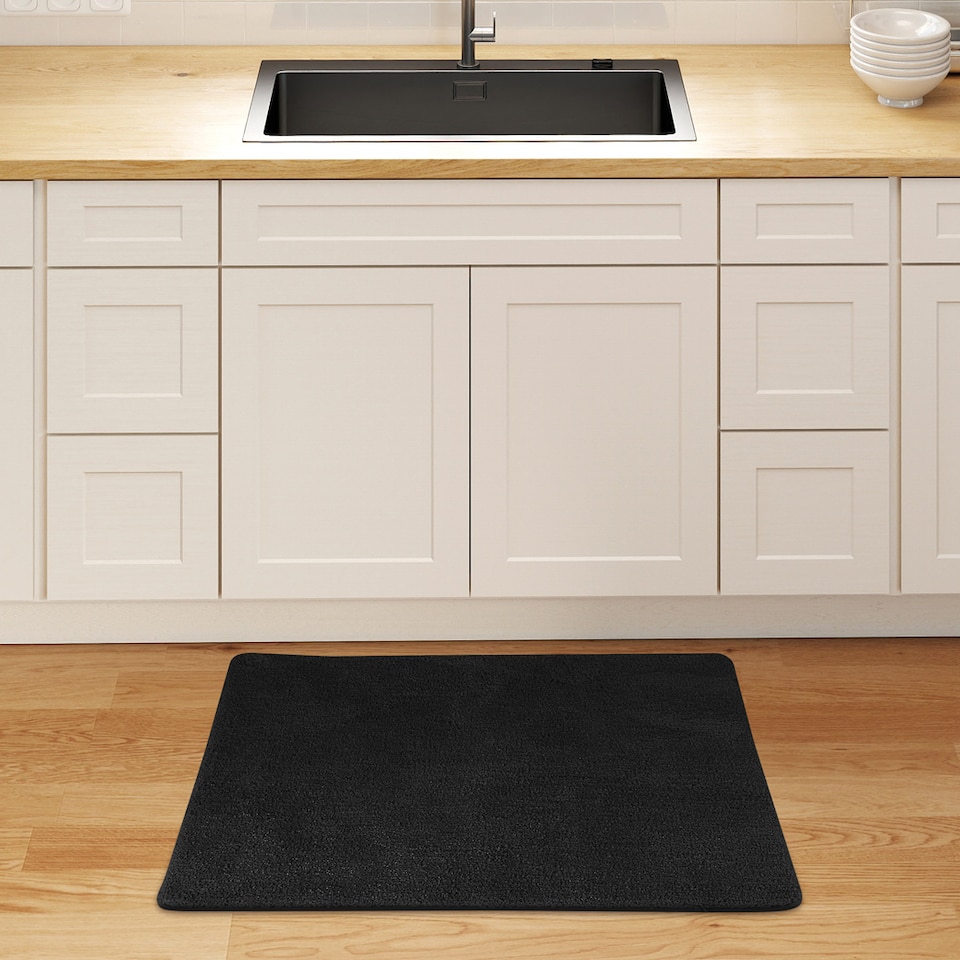 image 1 of Marlow 50x80CM Non-Slip Washable Kitchen Floor Runner Rug Mat | Black | Black