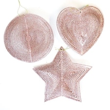 Glitter Rose Gold Spinner Christmas Tree Hanging Decoration 15cm